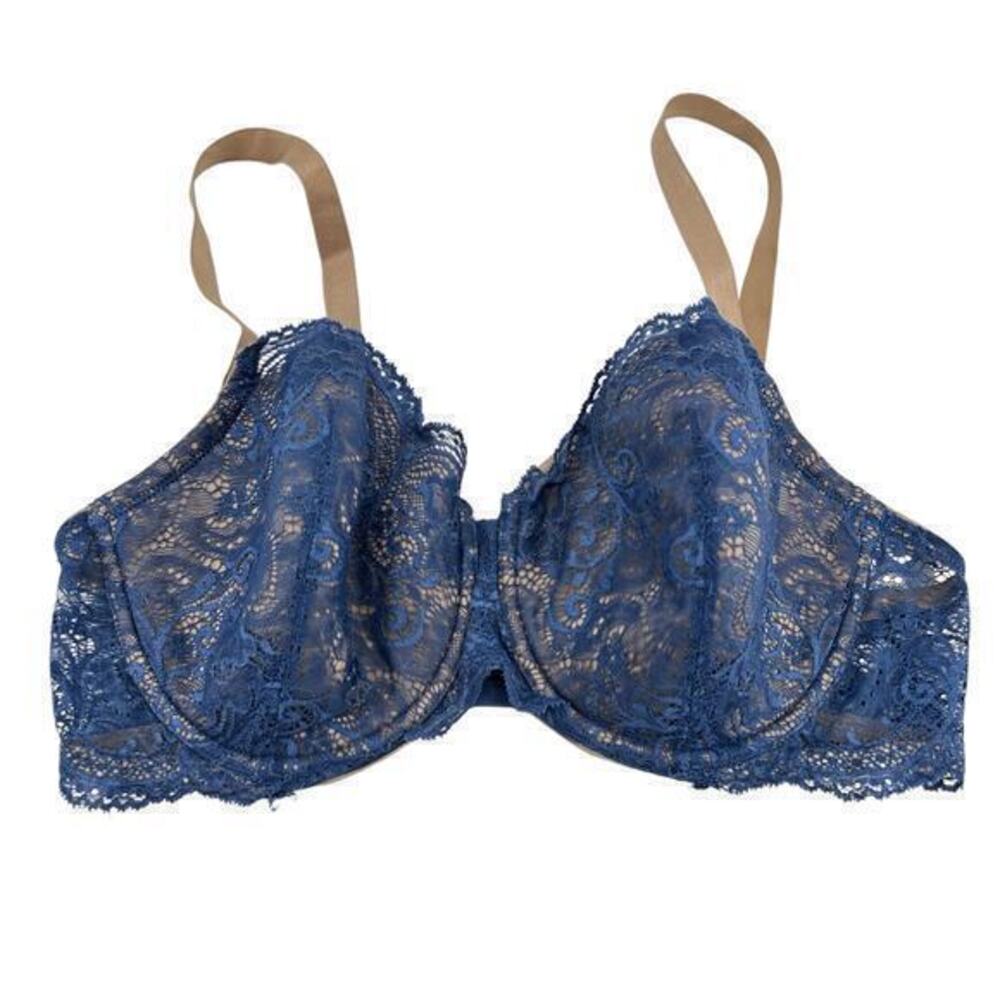 Third Love blue nude lace 24/7 memory foam lace balconette bra adjustable sz 38D